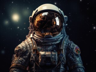 Astronaut in spacesuit against the background of the night sky Created with Generative AI technology