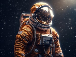 Wall Mural - Astronaut in spacesuit against the background of the night sky Created with Generative AI technology