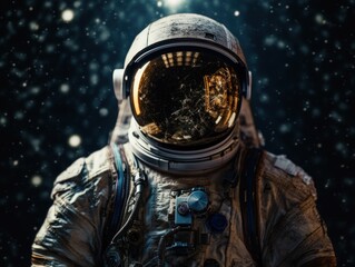 Wall Mural - Astronaut in spacesuit against the background of the night sky 