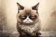 Cartoon character of a grumpy cat with a perpetual scowl. AI