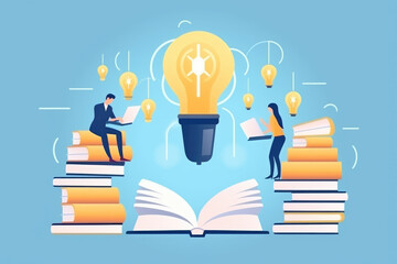 Innovative learning, idea of ​​inspiration from reading and learn, creative educational study, Self learning or education knowledge and business studying concept. AI