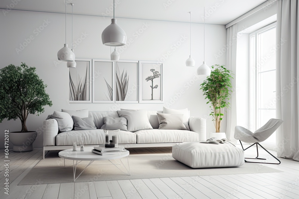 Picture Idea: Illustration Stock Interior View Of A Contemporary Living Area Living