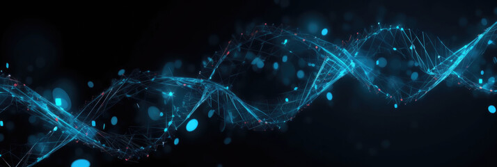 DNA Banner. Medical science, genetic biotechnology, chemistry biology. Innovation technology concept and nanotechnology background. Generation AI