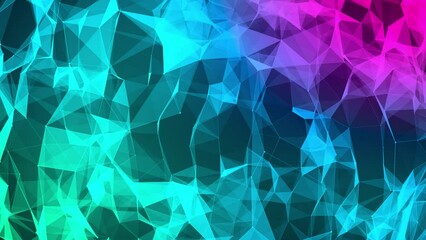 Canvas Print - abstract blue and green fluorescent gradient plexus background, future technology data graph concept