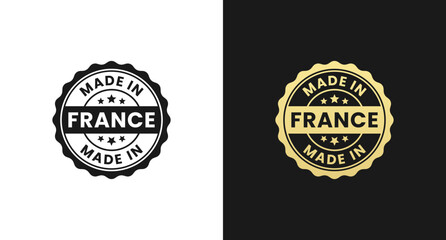 Sticker - Made in France Stamp or Made in France Label Vector Isolated in Flat Style. Best Made in France stamp for product packaging design element. Made in France label for packaging design element.