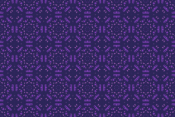 Wall Mural - Pattern with flower texture in intricate style purple color