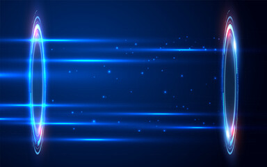Wall Mural - portal and hologram science futuristic. portal for gui, ui, app, teleport. hi-tech hologram with lig