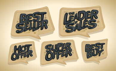 Wall Mural - Best seller, leader of sales, hot offer, super offer, best buy - sale stickers set