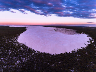 Wall Mural - Stunning beautiful sunset over the sand dunes. Evening purple sunset in Western Australia.