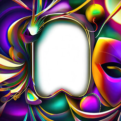 Abstract design of frame with Mardi Gras and Carnival with Generative AI.