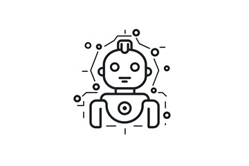 Wall Mural - Ai Robot thin line icon. Creative simple design from artificial intelligence icons collection.AI Generative