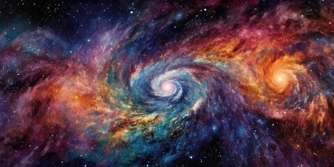 Wall Mural - abstract colorful vortex background. swirling cosmos galaxy universe. rainbow painting in space.