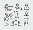 © SimonP - Engineering People. Engineer Showing Thumb Up Vector Line Icons