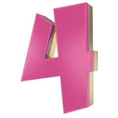 Pink With Gold Of Number 3D