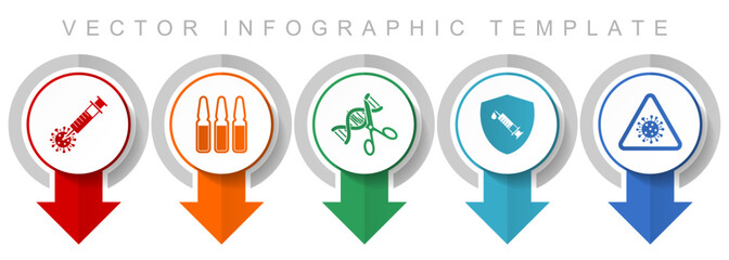 Aufkleber - Covid-19 icon set, miscellaneous pointer icons such as vaccine, ampule, dna, shield and flu for webdesign and mobile applications, modern design infographic vector template