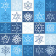 Snowflake on square background seamless pattern for textile and scrapbook design. Vector illustration blue christmas decoration snow icicle tile