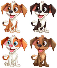Wall Mural - cute dog cartoon character set
