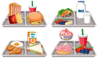 Canvas Print - Healthy and Unhealthy Food Collection