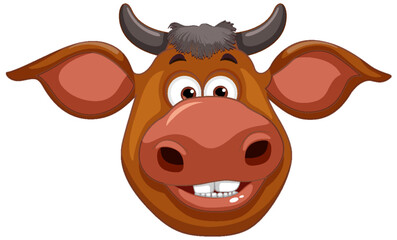 Sticker - Cute cow face cartoon