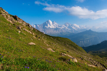 Wall Mural - Famous Eiger, Monch and Jungfrau mountains in the Jungfrau region