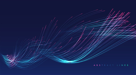 Glowing lines on blue background