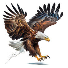Bald Eagle In Flight On A Transparent Background (PNG). Generative AI