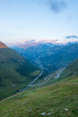Wall Mural - Zig-zag road to Furka Pass in the Swiss Alps