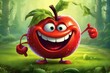Happy Apple Cartoon Character With Transparent Background. AI