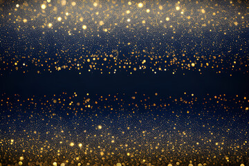 abstract background with Dark blue and gold particle. Christmas Golden light shine particles bokeh on navy blue background. Gold foil texture. 
