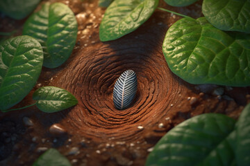 Leinwandbilder - A fingerprint integrated with natural elements, such as leaves, flowers, or animals, symbolizing the connection between human identity and the natural world.  Generative AI technology.