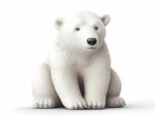 Wall Mural - White polar bear isolated on a white background Created with Generative AI technology