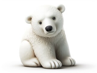 Wall Mural - White polar bear isolated on a white background Created with Generative AI technology