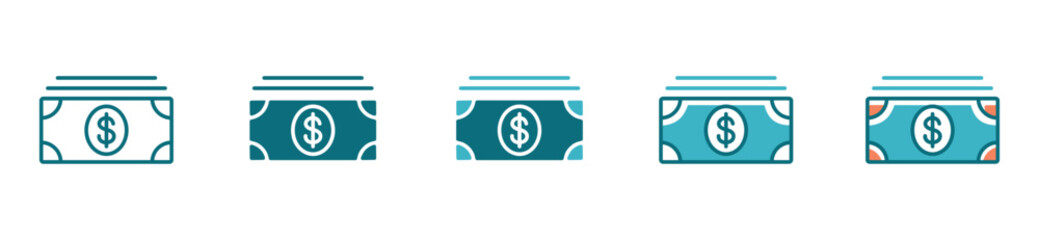 Poster - money dollar bundle icon line vector salary payment illustrations for a business app or web template interface design