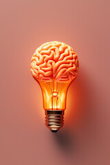 Aufkleber - A mesmerizing paper-cut representation of a lightbulb with a brain inside, symbolizing the connection between creativit. Generative AI technology.