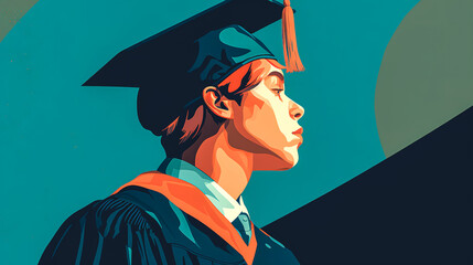 Young male graduate wearing a graduation cap, generative AI.