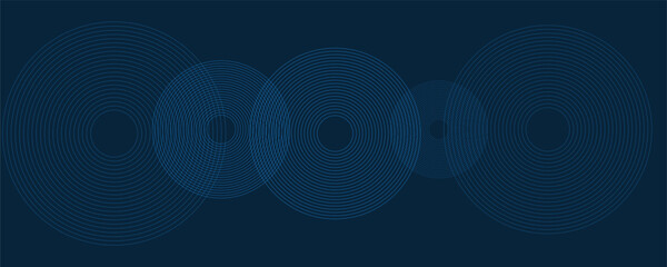 Wall Mural - dark blue minimal geometric pattern background with concentric circles, multi purpose template, roun