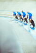 canvas print picture - Track cycling team riding in velodrome