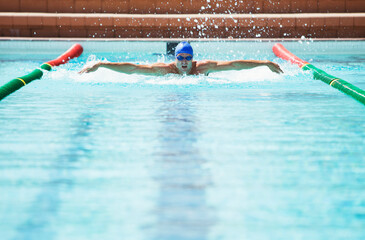 Wall Mural - Swimmer racing in pool