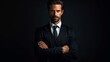 © GustavsMD - Businessman isolated - handsome man standing with crossed arms. Generative AI.