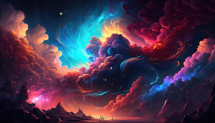 Wall Mural - a beautiful wallpaper inspired scifi universe artwork, generative ai technology