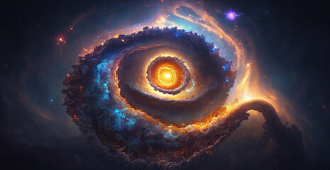Wall Mural - a black hole with a long swirl in universe, galaxy theme, generative ai technology