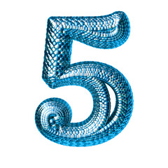 Symbol made of blue and silver like the scales of a snake. number 5