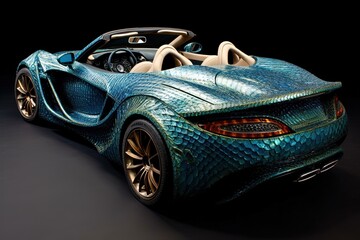 Wall Mural - python snake skin made Luxury futuristic convertible sport car illustration generative ai