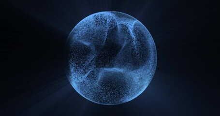 Wall Mural - abstract looping animation. a star with a moving surface that emits blue rays. 4k.