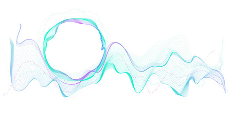 Sound wave, music, Energy and dynamism. Modern purple-blue-green gradient smooth wave lines for banner, presentation, template, web design. Futuristic technology concept. Vector