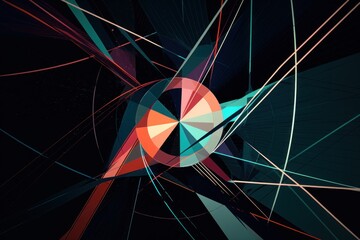 A colorful abstract design with a circular shape. Generative AI image.