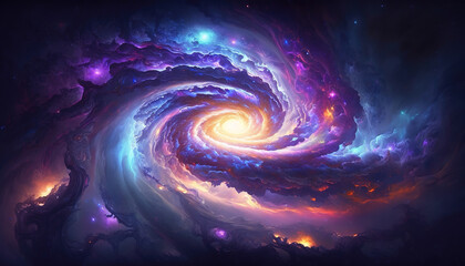 Wall Mural - a fantasy inspired colored black hole, science artstyle, generative ai technology
