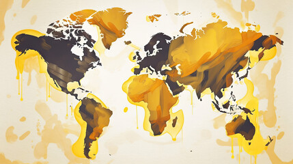 world map oil paint background. generative ai.