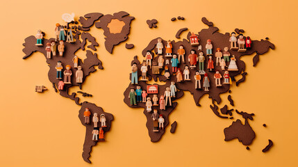 world map population with peoples background. generative ai.