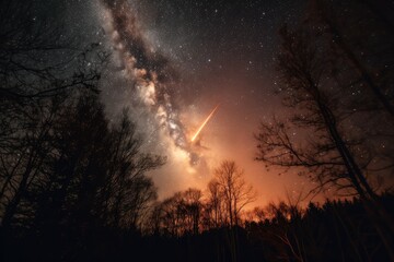 Wall Mural - rocket launch, with view of the earth and stars in the background, created with generative ai